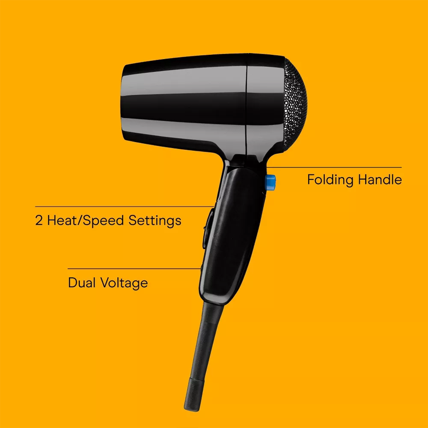 Compact Folding Travel Hair Dryer With Dual Voltage